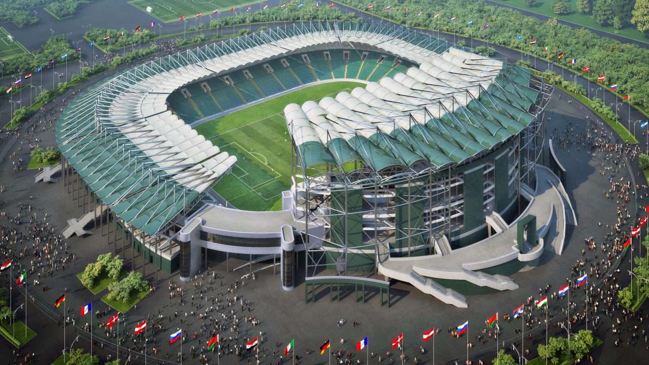 Футбольный стадион «Ахмат-Арена» на 30000 зрителей в составе спортивного комплекса имени А.А. Кадырова